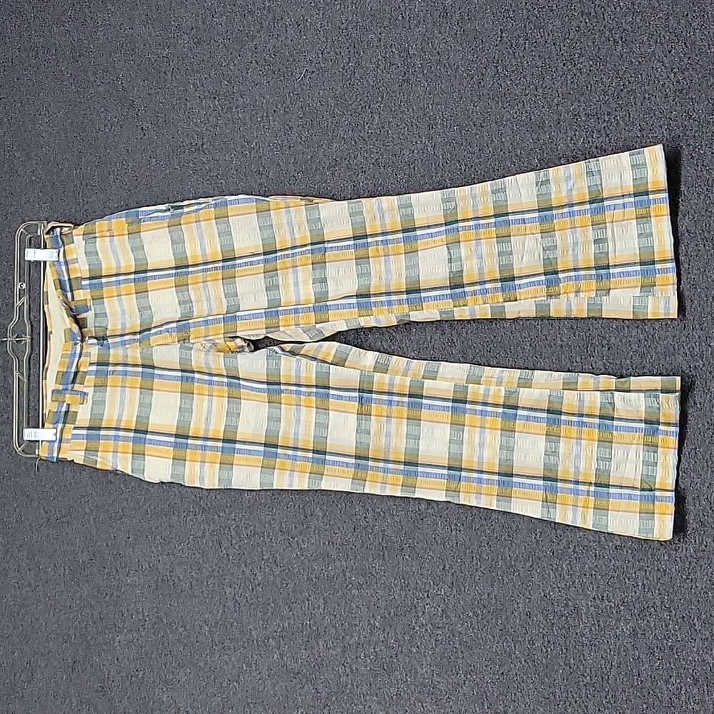 Vintage 1970's Plaid Men's Pants SeerSucker 3 Pockets Zip Closure (28 x 26)